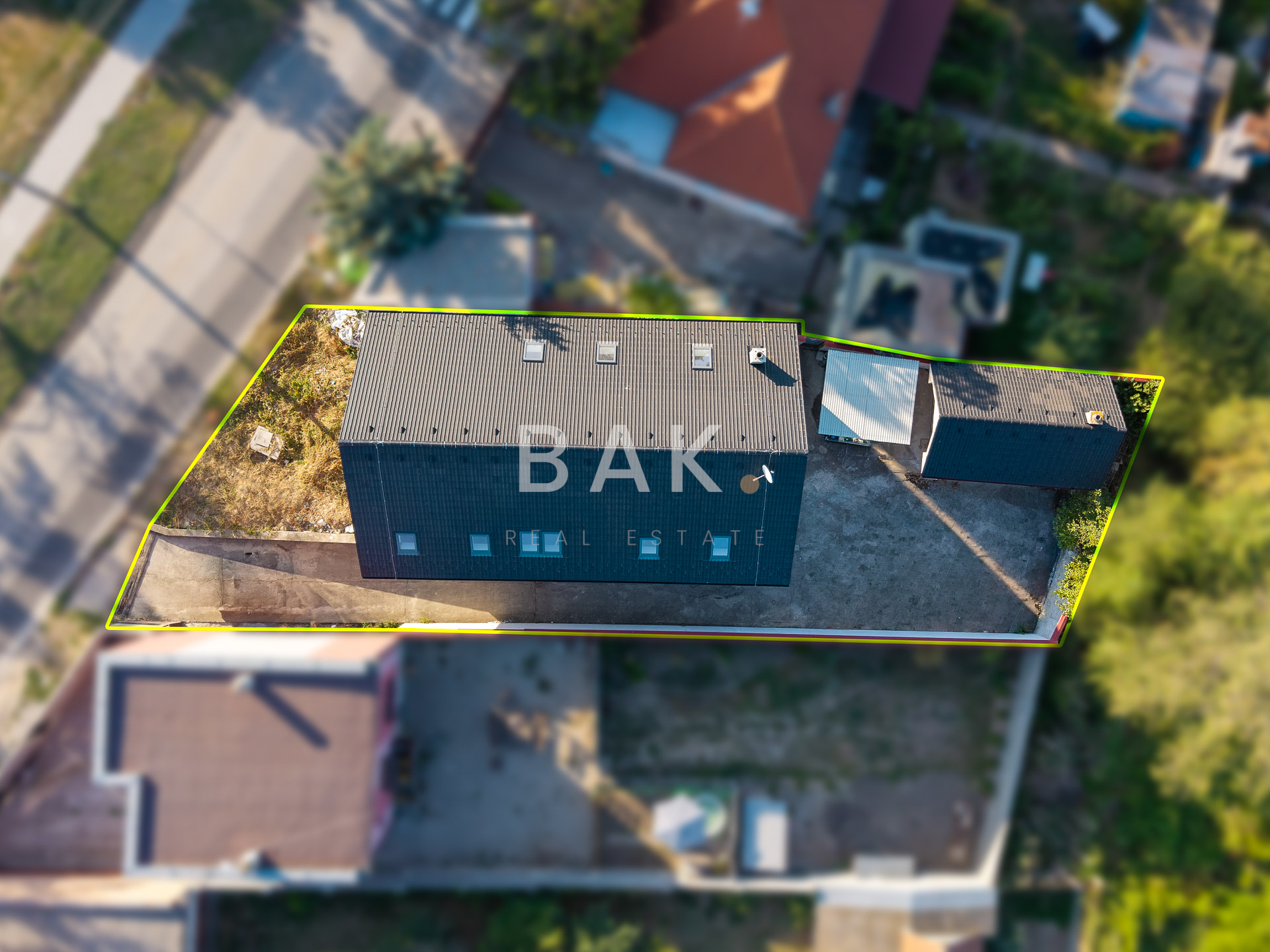 Letecký zákres pozemku s výmerou 536 m².